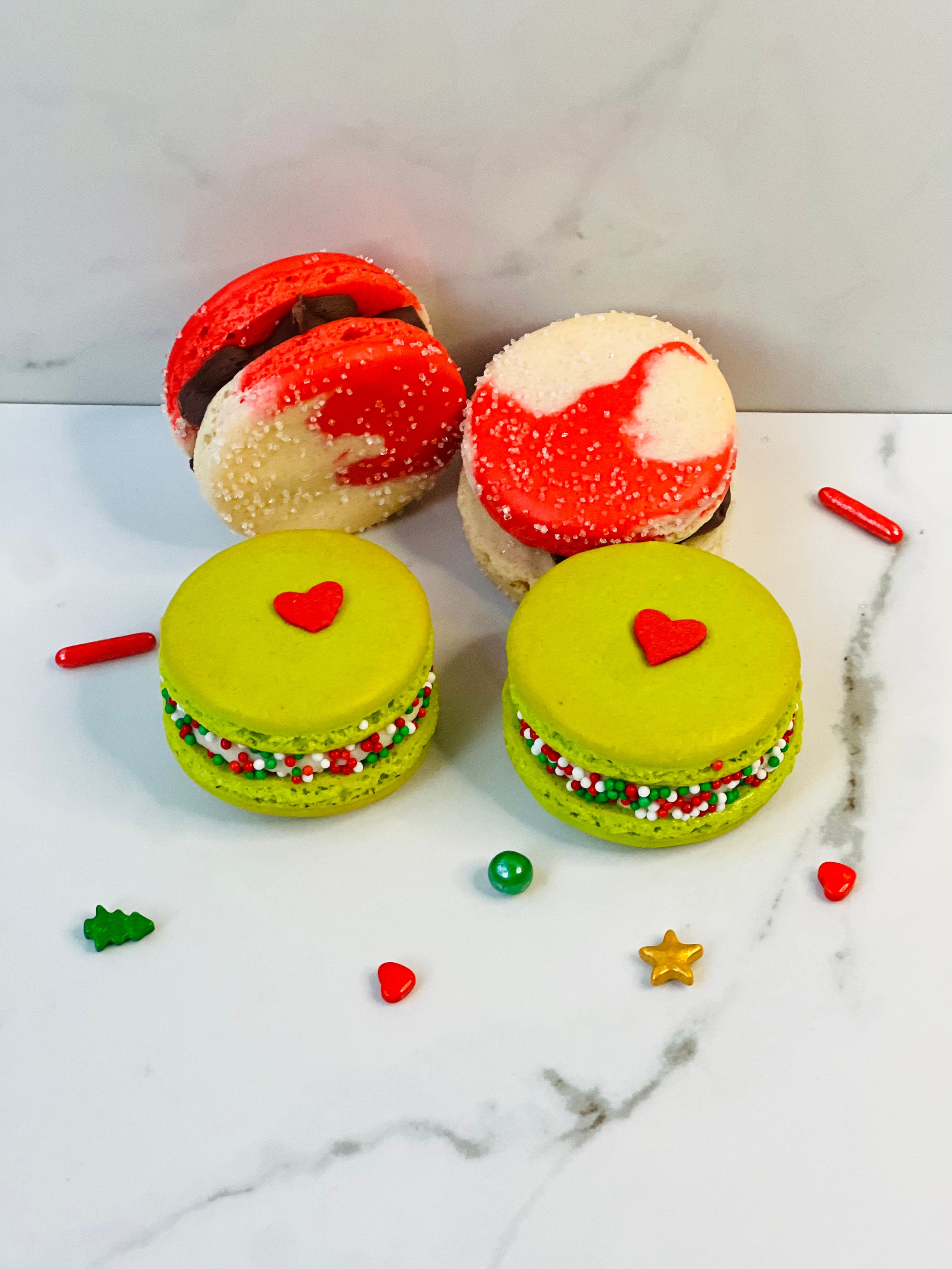 Grinch candy cane macarons box of 4 pastry lab